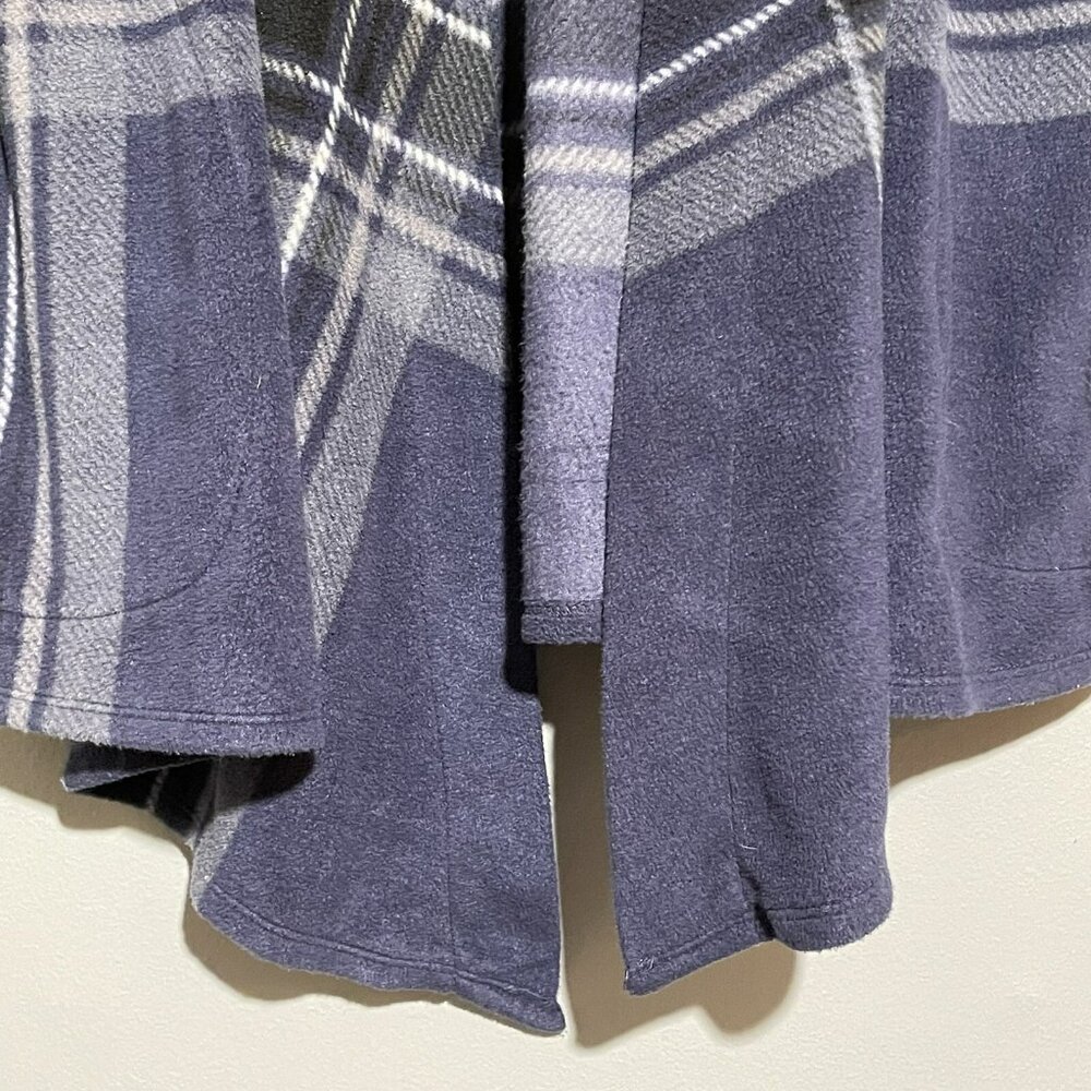 Dkny Duster Jacket Kimono Cardigan Tunic Fleece Women Size S Plaid Open Comfy - Picture 6 of 10